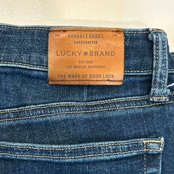 Lucky Brand 10/30 Ankle Skinny Jeans Dark Wash Raw Hem Denim Stretch Mid Rise - Picture 4 of 7